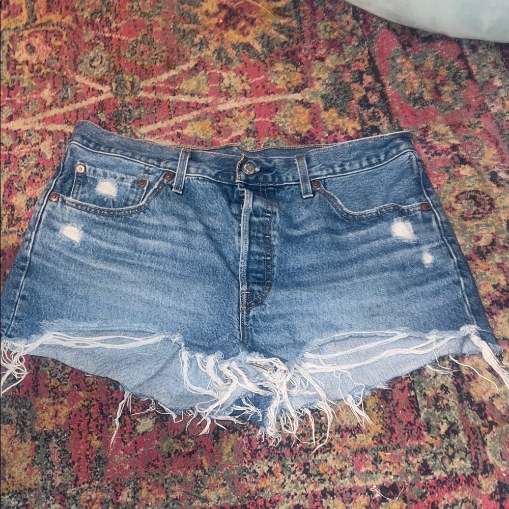 Levi's Blue Distressed Jean Shorts